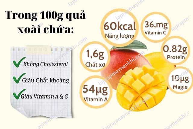 Xoài - Trái cây cung cấp hàm lượng vitamin C cần thiết cho cơ thể